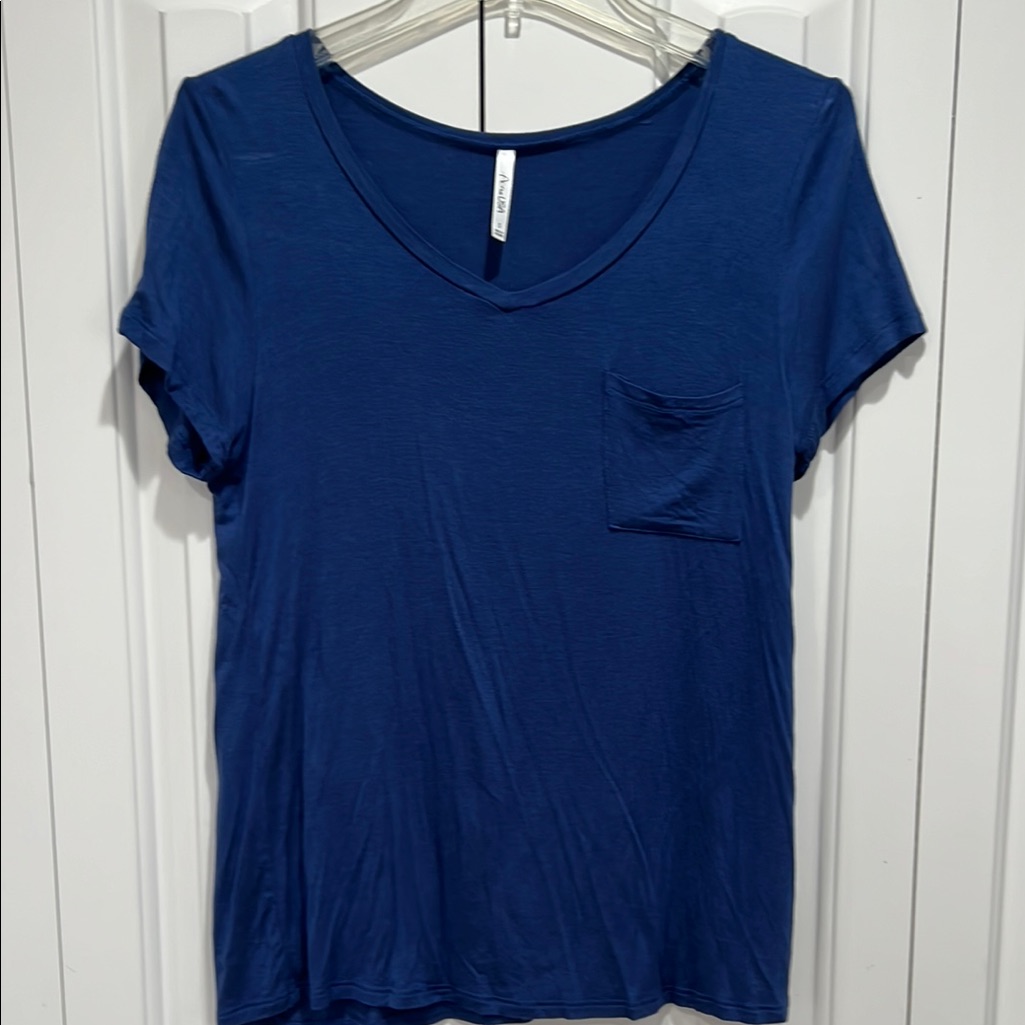 Active Usa Blue V-Neck Women's Top - Size S